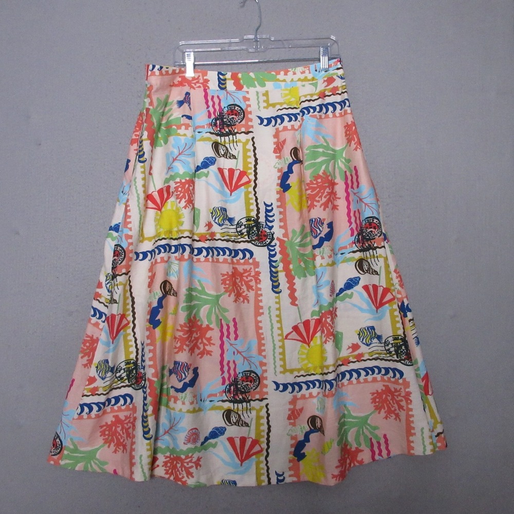 Umgee Skirt Large Colorful Nautical Coastal Coral Resort Beach Novelty Midi NWT - Picture 2 of 10
